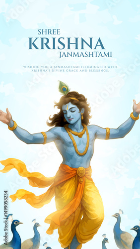 Happy Janmashtami  With colorfull abstract Background Vector Illustration design. illustration for Krishna Janmashtami. Happy Janmashtami realistic  Lord Krishna vector.