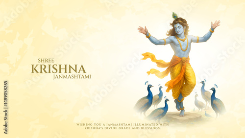Happy Janmashtami  With colorfull abstract Background Vector Illustration design. illustration for Krishna Janmashtami. Happy Janmashtami realistic  Lord Krishna vector.