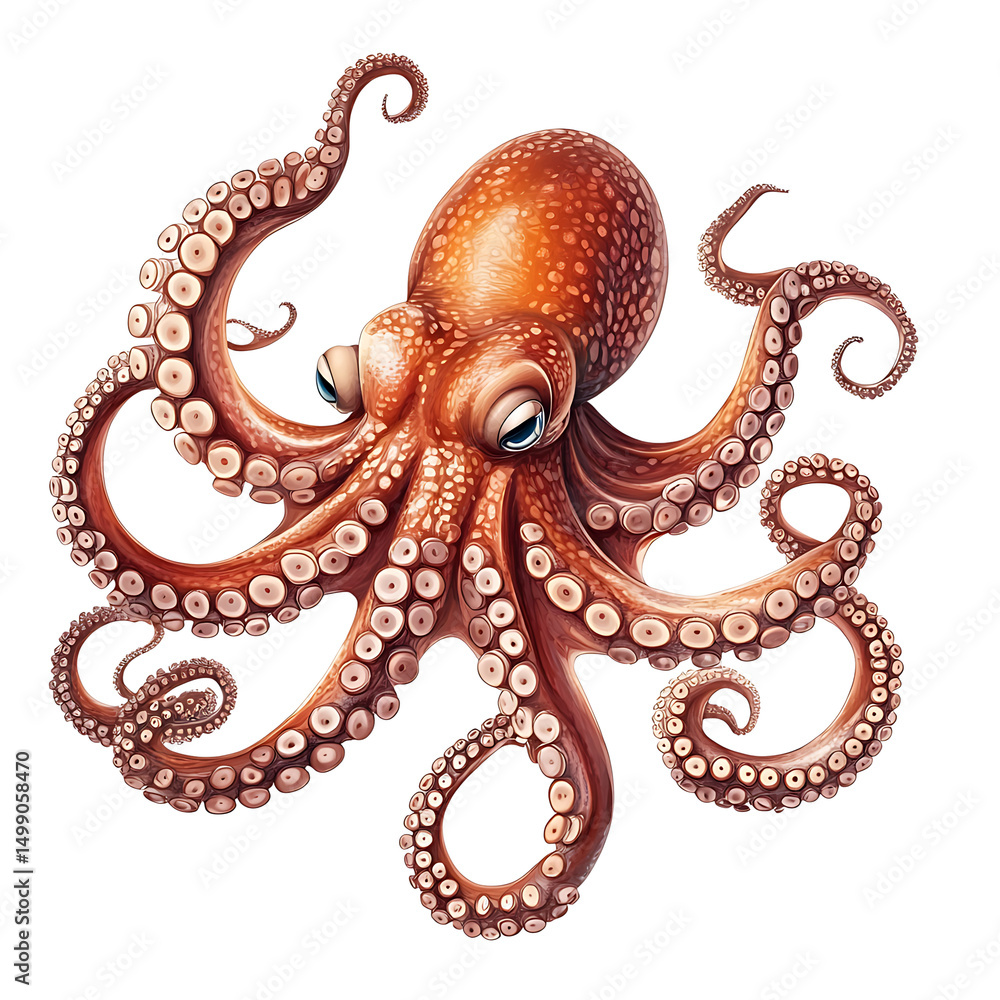 Obraz premium Giant squid, octopus, isolated on a transparent background