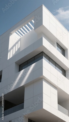 Wallpaper Mural Modern White Building with Geometric Design and Shadow Patterns Torontodigital.ca