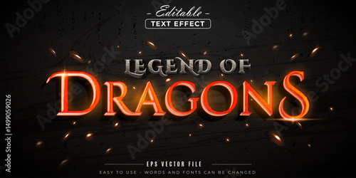 Legend of dragon text, editable text effect.