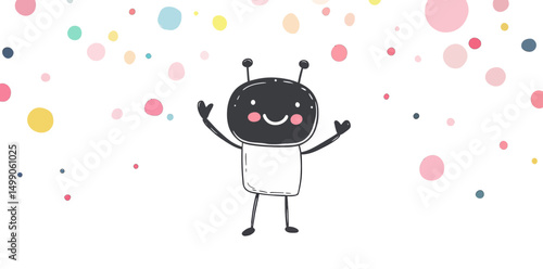 A robot with a playful heart dances with reckless abandon in a kaleidoscope of colors, unveiling its special talents and jovial character, filling the hearts of spectators with joy