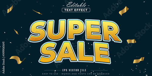 Yellow super sale editable text effect.