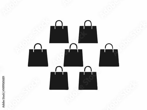 Simple Black and White Shopping Bags Illustration Set