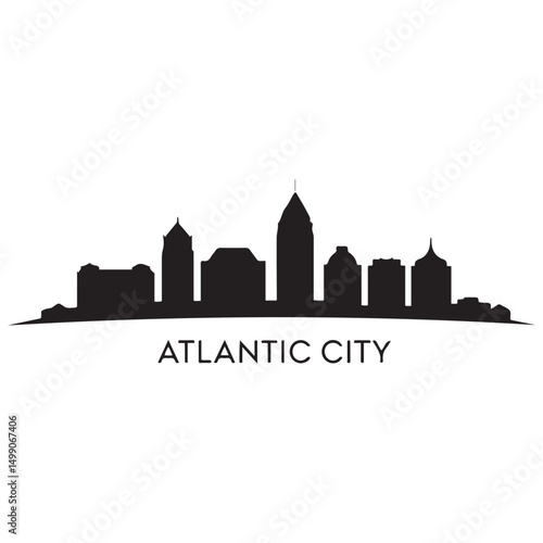 Atlantic city skyline silhouette. Black Arlington city design Vector black silhouette. with white background