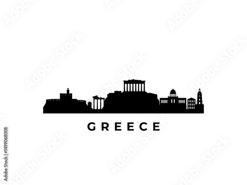 Vector Greece skyline. Travel Greece famous landmarks. Business and tourism concept for presentation, banner, web site.