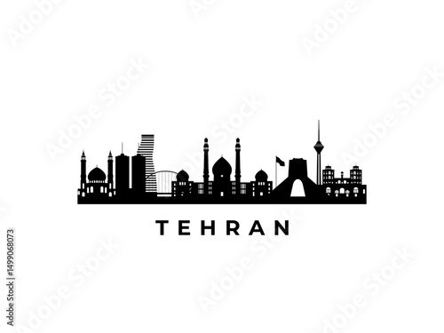 Vector Tehran skyline. Travel Tehran famous landmarks. Business and tourism concept for presentation, banner, web site.