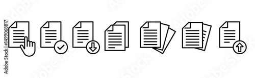 Document Web Icon Set in Line Style. Collection of File Linear Icons, Including files, format, image, text, papers, folder, certificate, invoice, share, folder, management and More. Editable Stroke