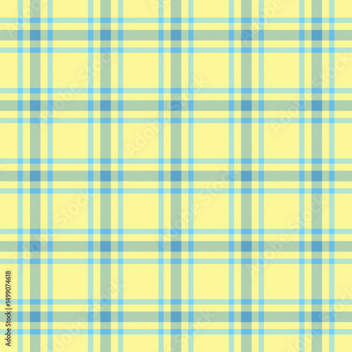 Ireland tartan fabric vector, yard plaid background texture. Floor pattern textile seamless check in cyan and yellow colors.