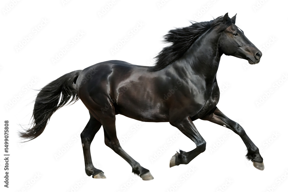 Black running horse isolated on white background PNG Black running horse isolated on white background PNG