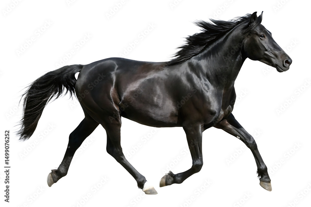 Black running horse isolated on white background PNG Black running horse isolated on white background PNG