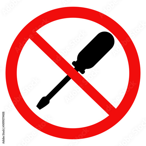 Do not disassemble sign, Do not unscrew caution sign, No repairing symbol. Vector illustration design.