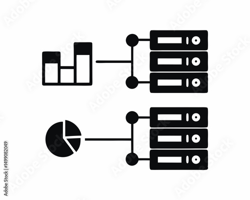 server chart icon vector silhouette illustration isolated on white background