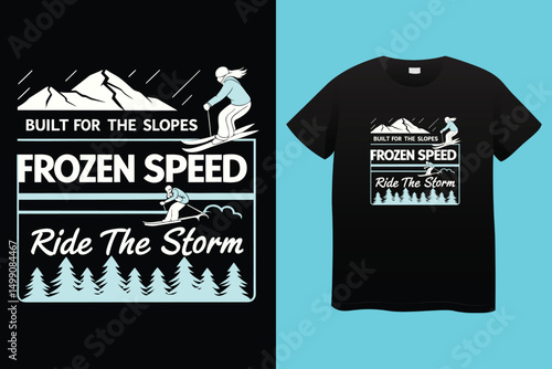 Snowboarding Illustration in Mountain Winter Landscape – Extreme Sports Vector Art.