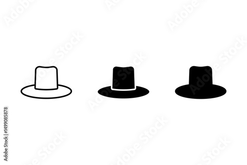 Trendy Women's Hat Style Icons. Fashionable Headwear and Accessory Symbols.