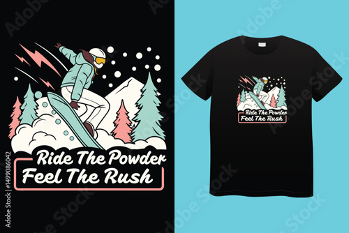 Snowboarding Illustration in Mountain Winter Landscape – Extreme Sports Vector Art.