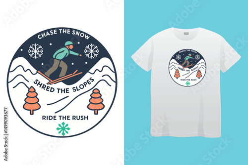 Fast Action Snowboard Rider – Snow Adventure Cartoon Vector, Mountain Snowboarding Scene – Winter Athlete Illustration for Print, Snowboarding Hero on Slopes – Outdoor Sports Vector T-shirt Design.