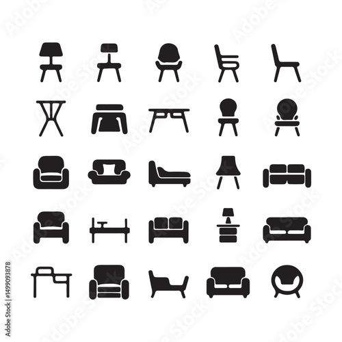  Furniture icon vector art silhouette.