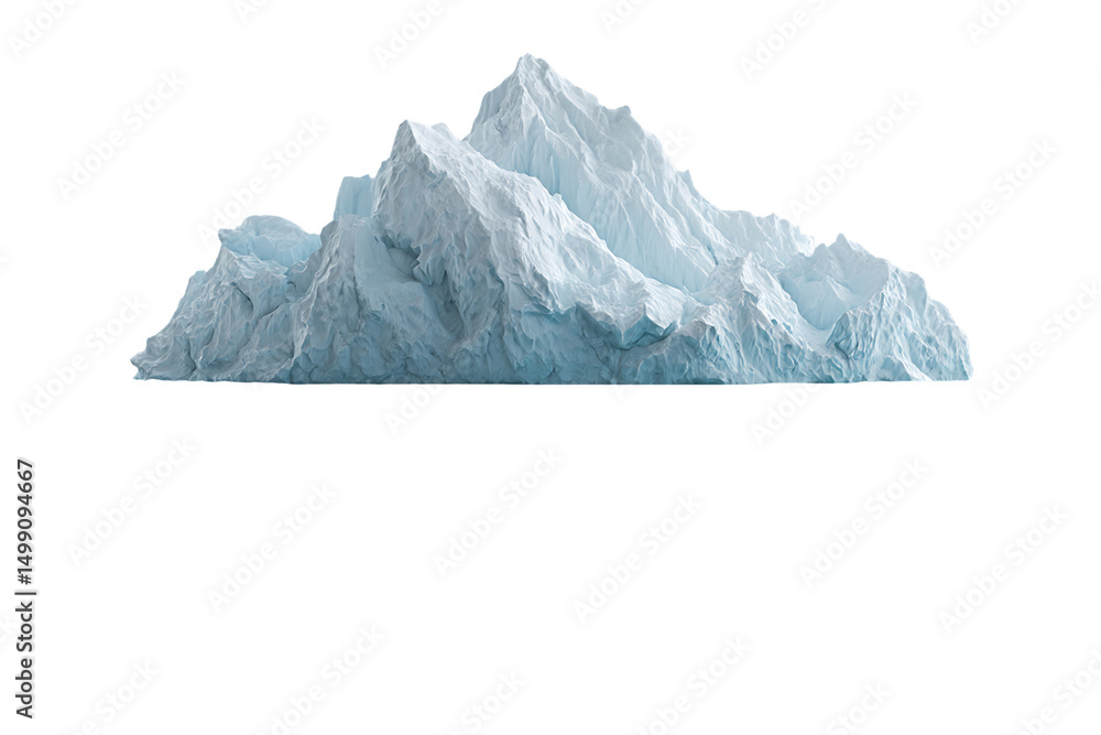 Fototapeta premium Translucent Blue And White Iceberg Isolated On Transparent Background, PNG