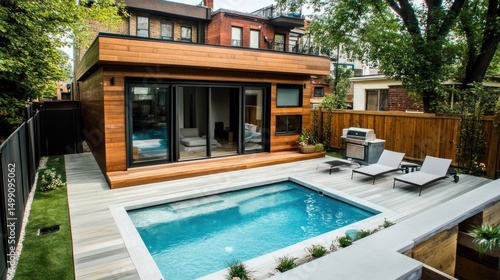 Wallpaper Mural Modern backyard oasis with pool and cabana Torontodigital.ca