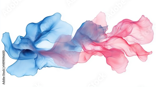 Pink and blue watercolor or alcohol ink on a white background.