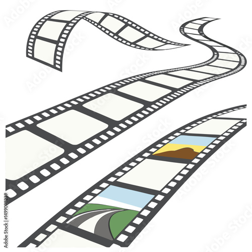Various film strip on white background. Adobe Illustrator Artwork