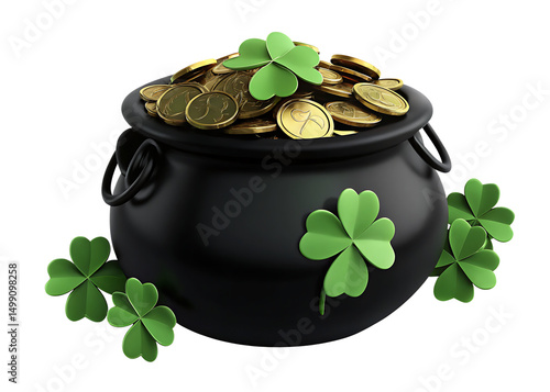 pot of gold with coins st patricks day pot of gold isolated on white background PNG