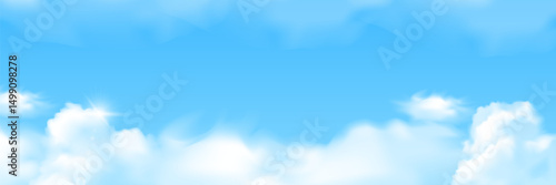 Sky Blue,Cloud poster, cards, banner, Background, Summer Clear Sky over beach, realistic nature sunrise in ,Spring panorama  white clouds over blue ocean,Sunset landscape, for cosmetic, ads, web cover