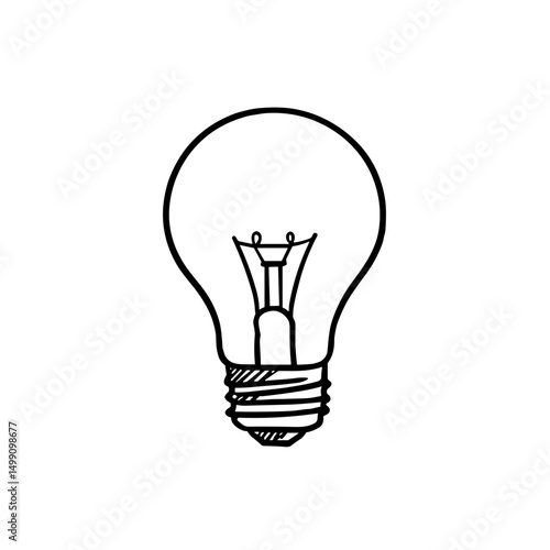 Light Bulb Icon in Hand-drawn Style for Ideas and Innovation Concept