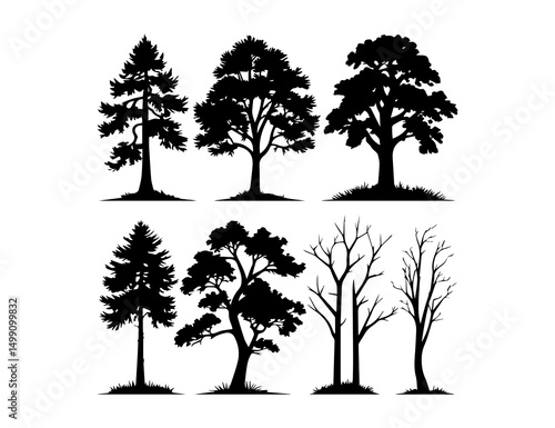 Large oak tree silhouette with detailed leaves
Description: Oak tree vector silhouette for forest, nature, education or ecology themes.