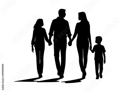 Family Silhouette Walking in Nature – Vector Illustration

Description:
Black vector silhouette of man, woman and child walking together. Peaceful nature scene. png compatible for print or digital.