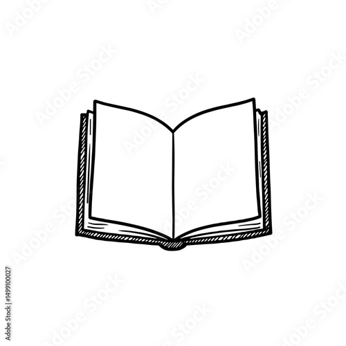 Open Book Icon in Hand-drawn Style for Education and Knowledge Concept