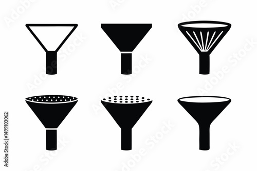 set of filter icon vector silhouette illustration isolated on white background