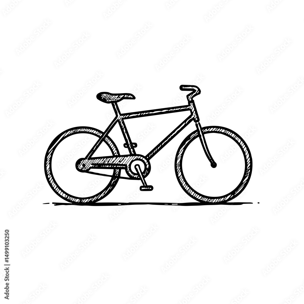Obraz premium Bicycle Icon in Hand-drawn Style for Cycling and Transportation Concept
