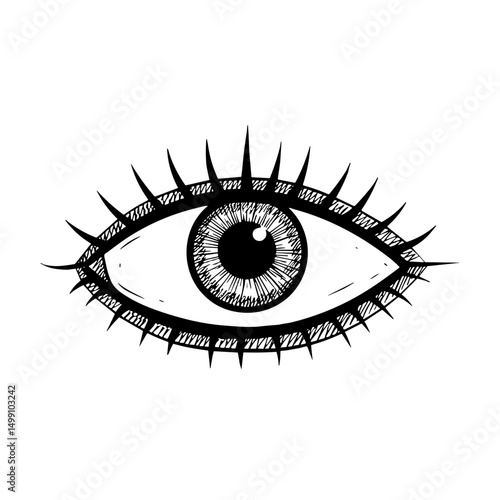 Eye Icon in Hand-drawn Style for Vision and Awareness Concept