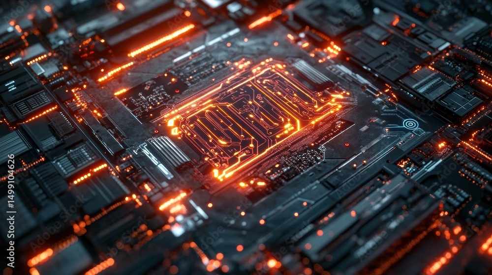 Obraz premium Quantum AI-powered Processor Forming Deep Learning Perspective