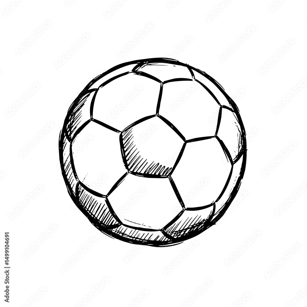 Fototapeta premium Soccer Ball Icon in Hand-drawn Style for Sports and Recreation Concept
