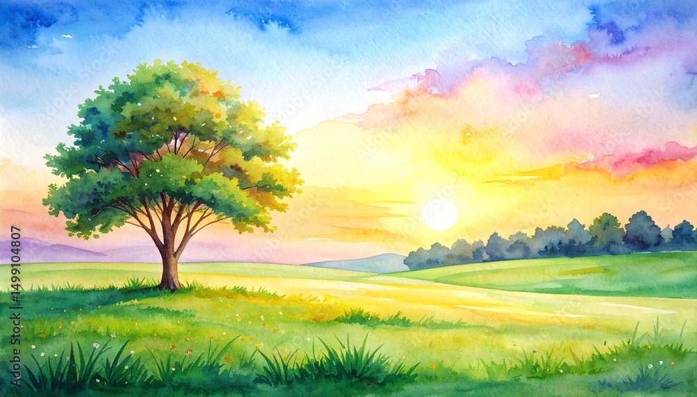 Obraz premium Grassland landscape painting
