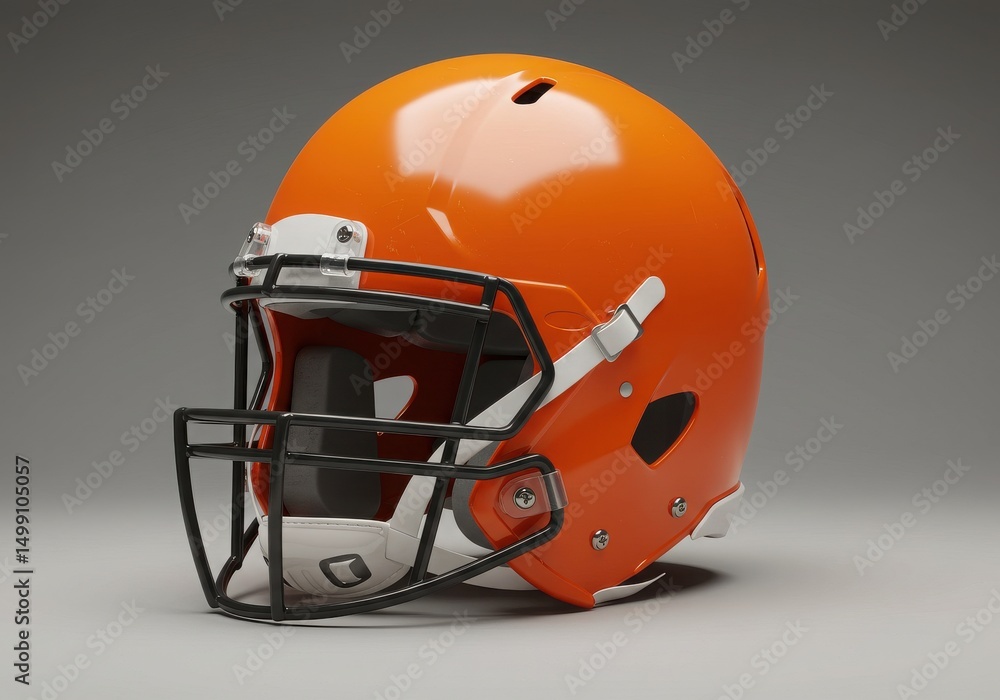Fototapeta premium Orange american football helmet with face mask