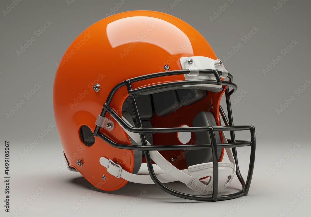 Fototapeta premium Orange american football helmet with face mask
