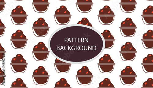 shaved ice pattern background. Shaved Ice with Topping .vector pattern with ice cream and Korean traditional ice flakes dessert called bingsu. Menu, poster, banner, flyer template for a cafe.