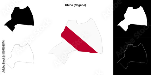Chino (Nagano) outline map set