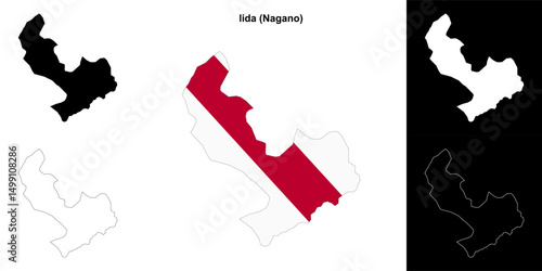 Iida (Nagano) outline map set