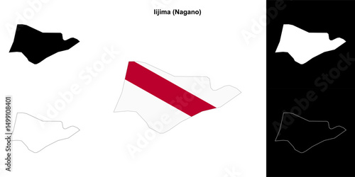 Iijima (Nagano) outline map set