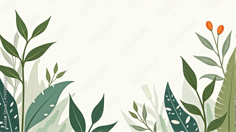 Obraz premium green leaves frame