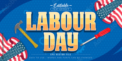 Labor Day Poster, editable text effect.