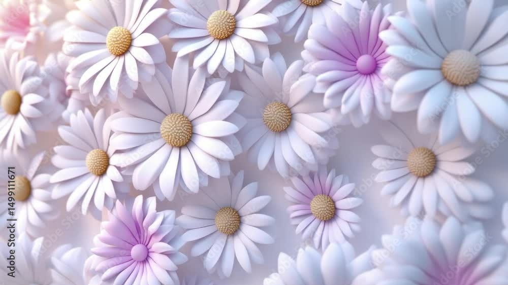 Delicate pastel daisies in a 3D floral pattern Delicate pastel daisies in a 3D floral pattern
