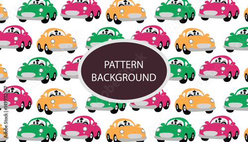 Car vehicle pattern background. pattern with cute cars, traffic lights and traffic signs. Can be used for nursery room, textile, wallpaper, packaging, clothing.
