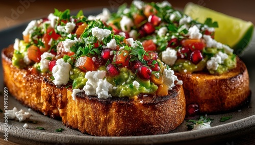 Wallpaper Mural Fresh toast with guacamole and vibrant toppings. Torontodigital.ca