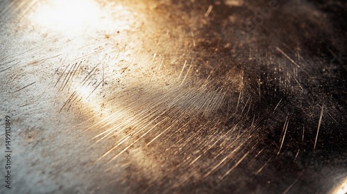 Close-up of metal surface with fine micro-scratches, ideal for industrial backgrounds, technical textures, and realistic material overlays.